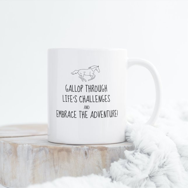 Gallop durch die Herausforderungen des Lebens Tasse (Gallop through life's challenges and embrace the adventure, minimalist horse galloping)