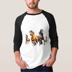 Gallop in Harmony : Whimsical Horse Herd T-Shirt C