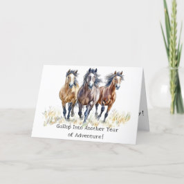 Galloping Adventure Mustang Horses Birthday Card Dankeskarte