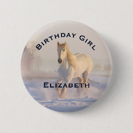 Galloping Birthday Girl Button