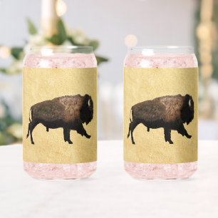 Galloping Bison auf altes Papier Dosenglas