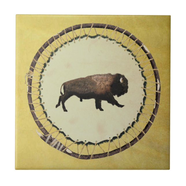 Galloping Bison Fliese (Vorderseite)