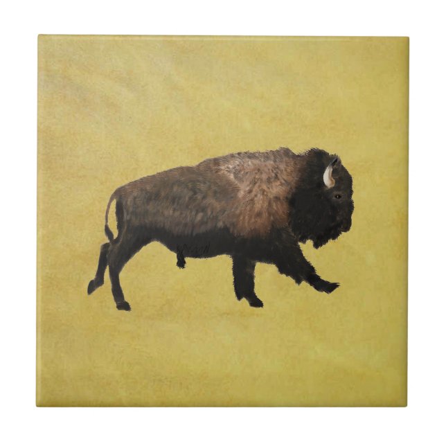 Galloping Bison Fliese (Vorderseite)