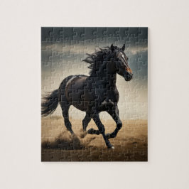Galloping Black Stallion