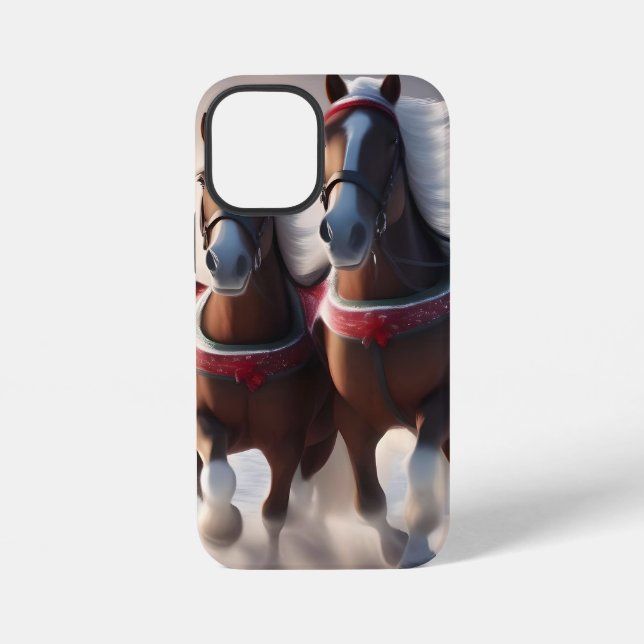 Galloping durch den Schnee: Die magischen Pferde d iPhone 12 Mini Hülle (Rückseite)