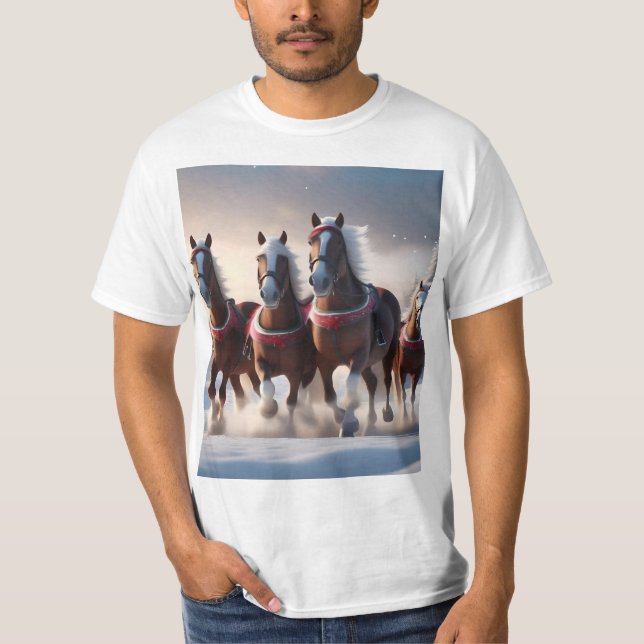 Galloping durch den Schnee: Die magischen Pferde d T-Shirt (Vorderseite)