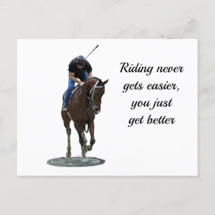 Galloping gedankenvoll Pferd und Reiter Postkarte