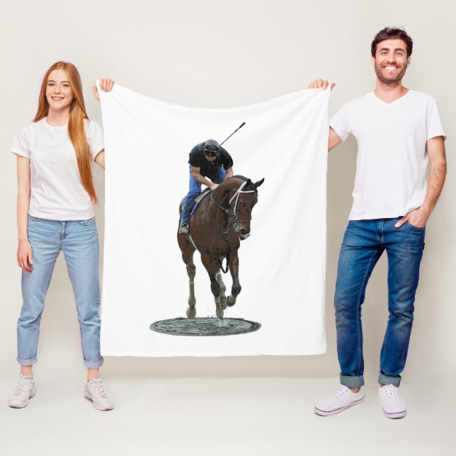 Galloping gepflegten Pferd und Rider Blanket Fleecedecke (Beispiel)