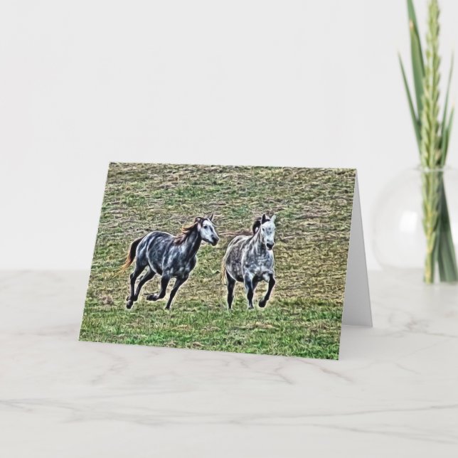 Galloping-Graupferde-jede Anlässe Karte (Vorderseite)