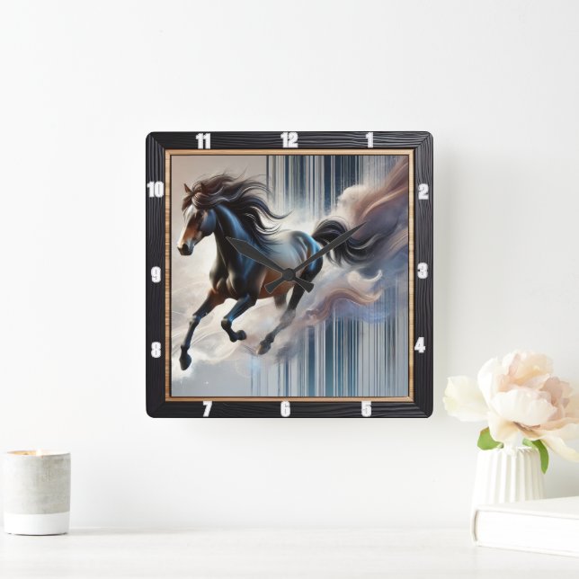 Galloping Horse Artistic Quadratische Wanduhr (Zuhause)