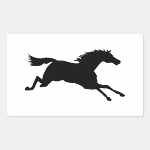 Galloping Horse Black Animal Silhouette Rechteckiger Aufkleber