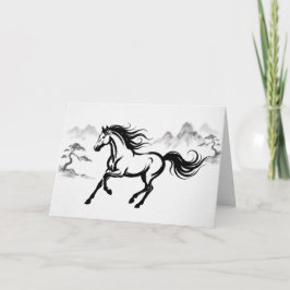 Galloping Horse Sumi-E Ink | Art Greeting Card Feiertagskarte
