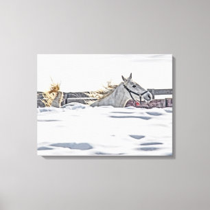 Galloping im Schnee Leinwanddruck