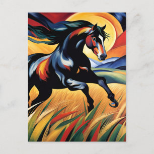 Galloping in einem Weizenfeld Postkarte