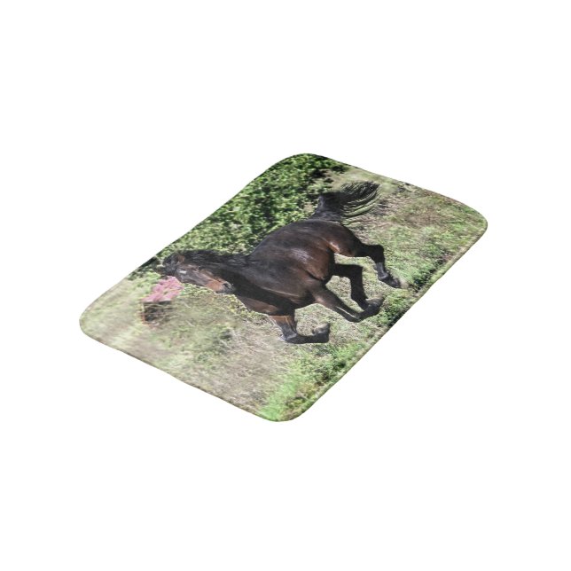 Galloping Kastanienpferd Badematte (Schrägansicht)