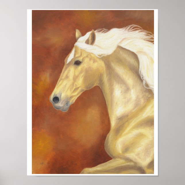 Galloping palomino print 11"x14" poster (Vorne)