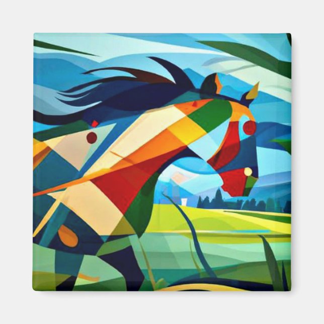 Galloping Pferd auf der Wiese Magnet (Vorne)