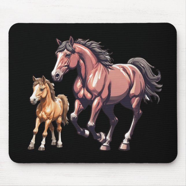 Galloping Pferd mit Foal Mousepad (Vorne)