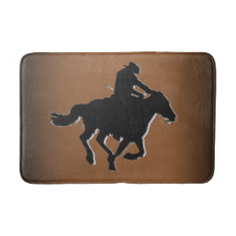 Galloping Pferd und Cowboy im Western Badematte