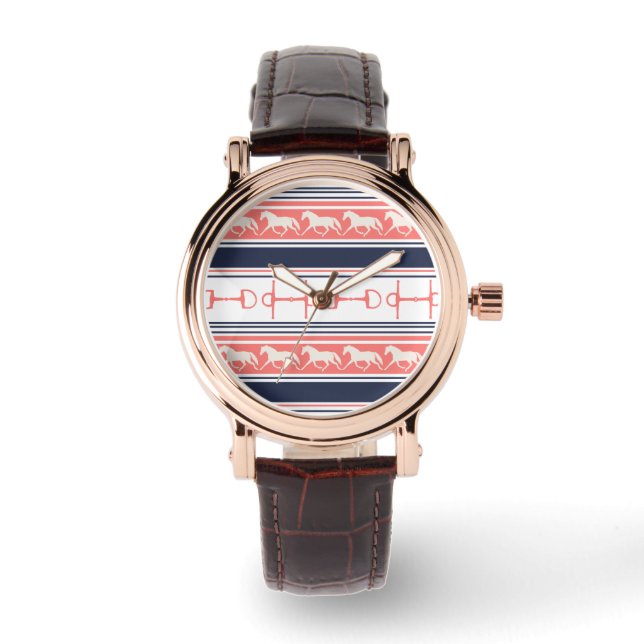 Galloping Pferde Muster Armbanduhr (Vorderseite)