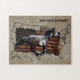 Galloping Pinto Paint USA Pony Express Pferd