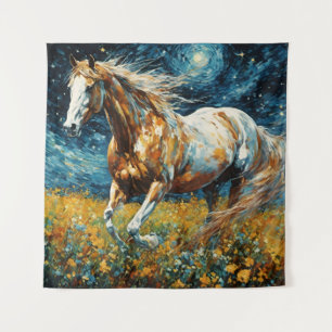Galloping Pinto Stallion Van Gogh Wandteppich
