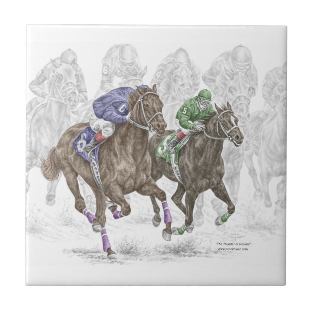 Galloping Race Pferde Fliese (Vorderseite)