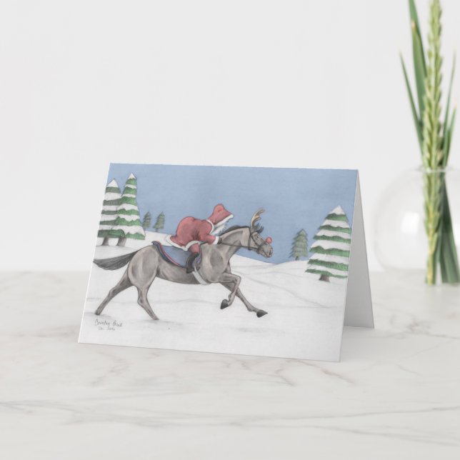 Galloping Santa Feiertagskarte (Vorderseite)