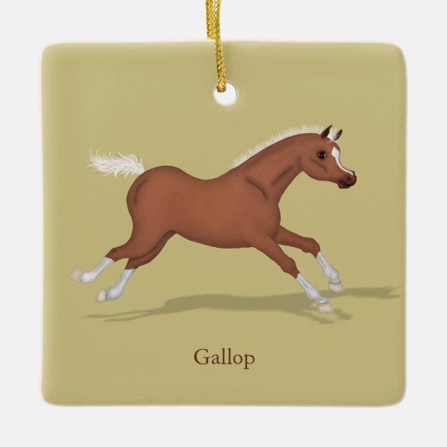 Galloping Sorrel Gaits of the Horse Personalisiert Keramikornament (Vorderseite)