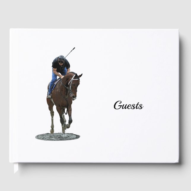 Galloping Thoroughbred Horse Et Rider Livre D'Invi (Recto)