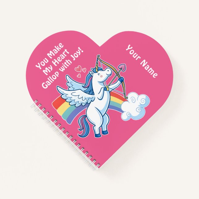 Galloping Unicorn Cupid’s Love Magic  Notizbuch (Vorderseite)