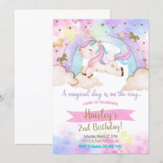 Galloping unicorn Mädchen magischen Geburtstag ein Einladung
