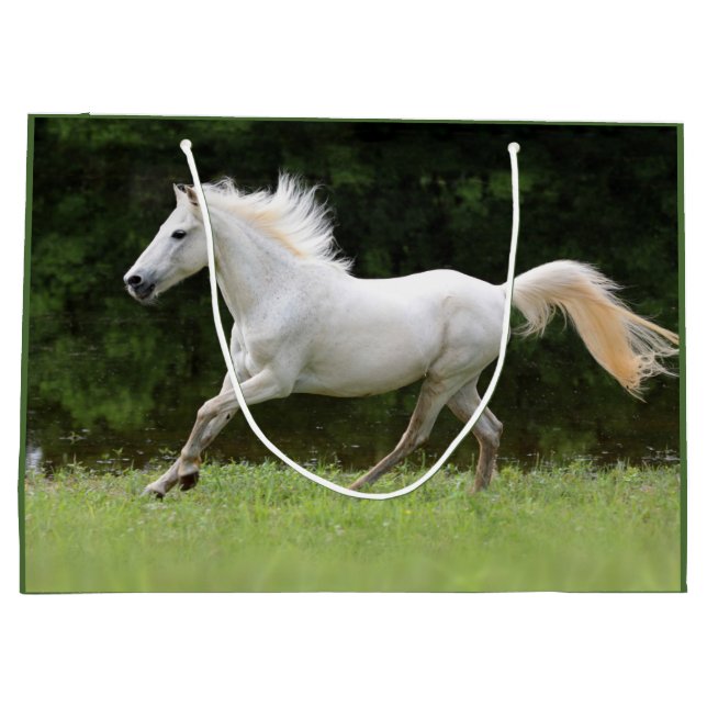 Galloping White Horse Große Geschenktüte (Rückseite)