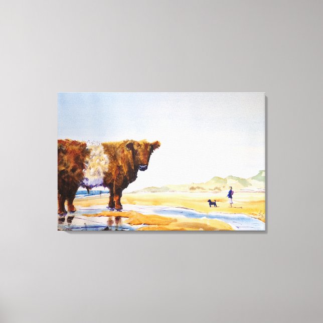 Galloway Kuh Painting Surreal Beach Scene Leinwanddruck (Vorderseite)