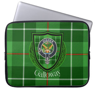 Galloway schottischer Clan-Tartan und -Wappen Laptopschutzhülle