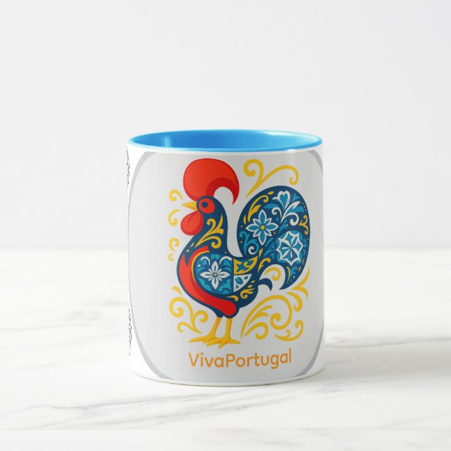 Galo de Barcelos Mug – Portuguese Rooster Azulejo  Tasse (Zentrum)