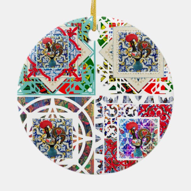 Galo de Barcelos, Po Keramik Ornament (Hinten)