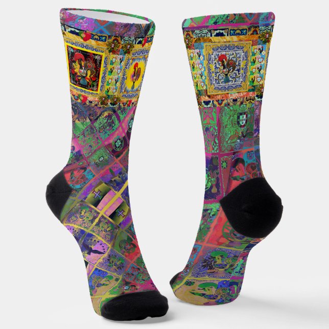 Galo de Barcelos, Portugal Socken (Gewinkelt)