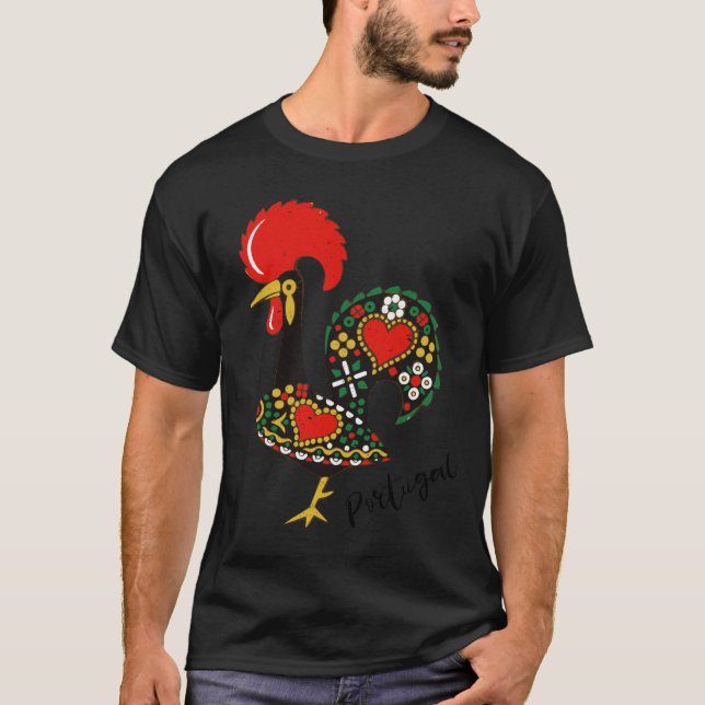 Galo de Barcelos - Portugiesisches Rooster-Design T-Shirt (Vorderseite)