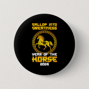 Galopp in die Größe Jahr des Pferdes 2026 Neujahr Button