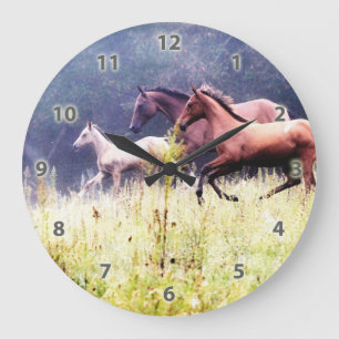 Galopp Pferde Fotografie Große Wanduhr