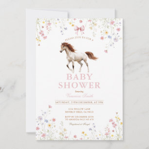 Galoppieren Sie zum Wildblumen-Pony-Baby-Shower Einladung