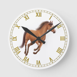 Galoppierende Bucht-PferdeWanduhr Runde Wanduhr