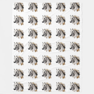 Galoppierende Grace White Horse Kunst Fleecedecke
