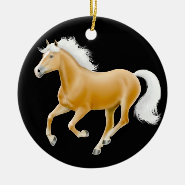 Galoppierende Haflinger Pferdeverzierung Keramikornament (Vorne)