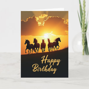 Galoppierende Pferde Geburtstagskarte zum Sonnenun Karte
