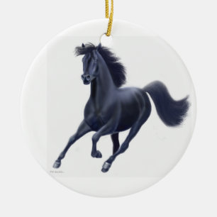 Galoppierende schwarze keramikornament