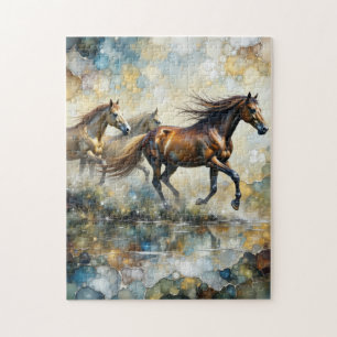 Galoppierende wilde Pferde Alkohol-Tinte-Kunst