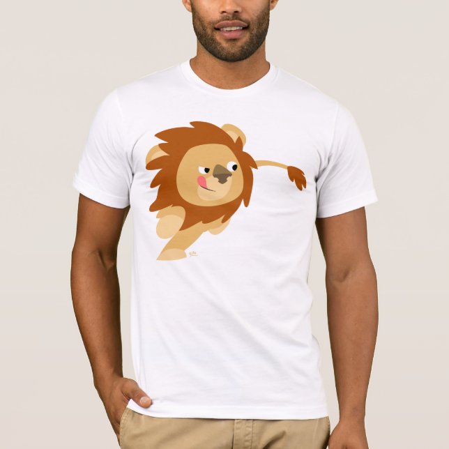 Galoppierender Cartoon-Löwe-T - Shirt (Vorderseite)
