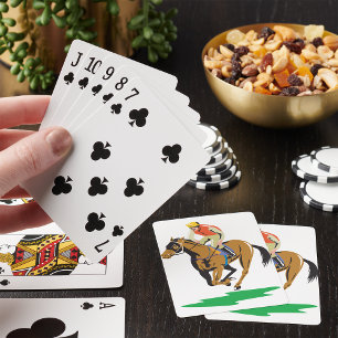 Galoppierender Jockey beim Pferderennen Spielkarten